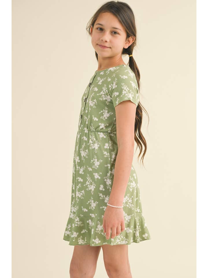 heart and arrow - Vente Robe – enfant - ROBE BOUTONNÉE FLORALE À MANCHES COURTES POUR ENFANTS KD1264SG (7-12)3
