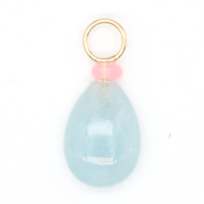 Aquamarine and Opal Gemstone Charm for wholesale by The Necklace Studio