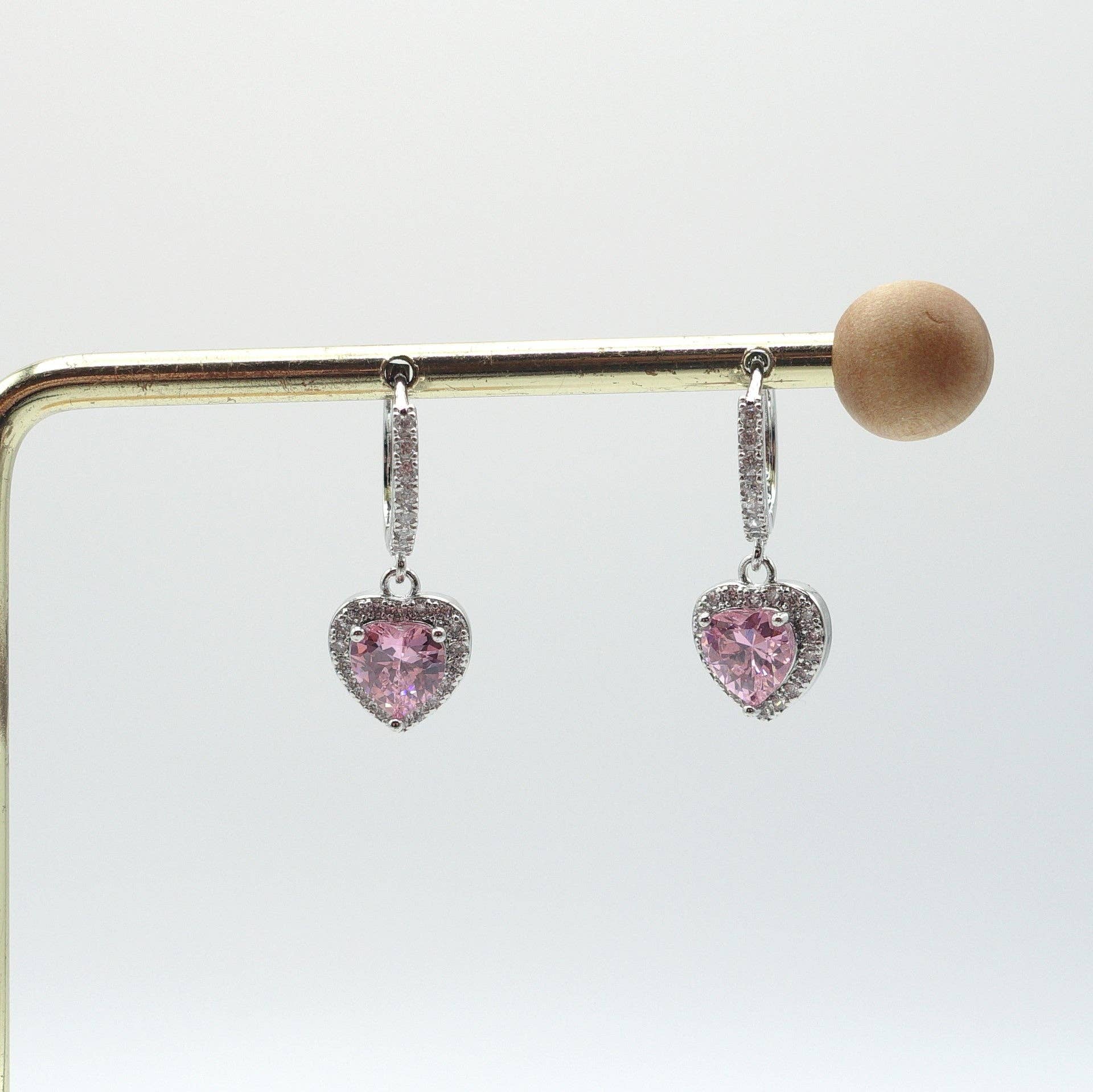 Daemon srls - Wholesale Dangle Earrings - Diana HOOPS ~ 12 colori - Orecchini a cerchio con cuore in Cubic Zirconia8