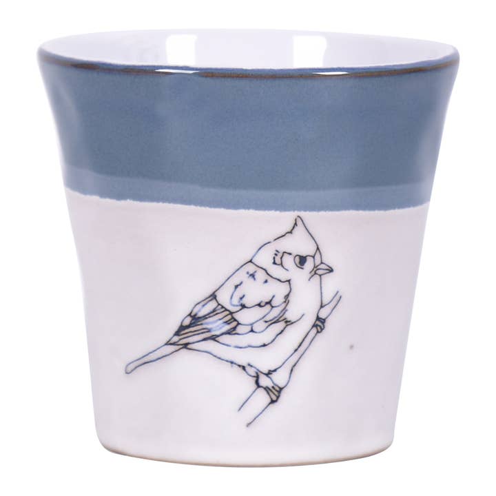 6.5" Blue Songbird Flower Pot for wholesale by Blue Sky Clayworks