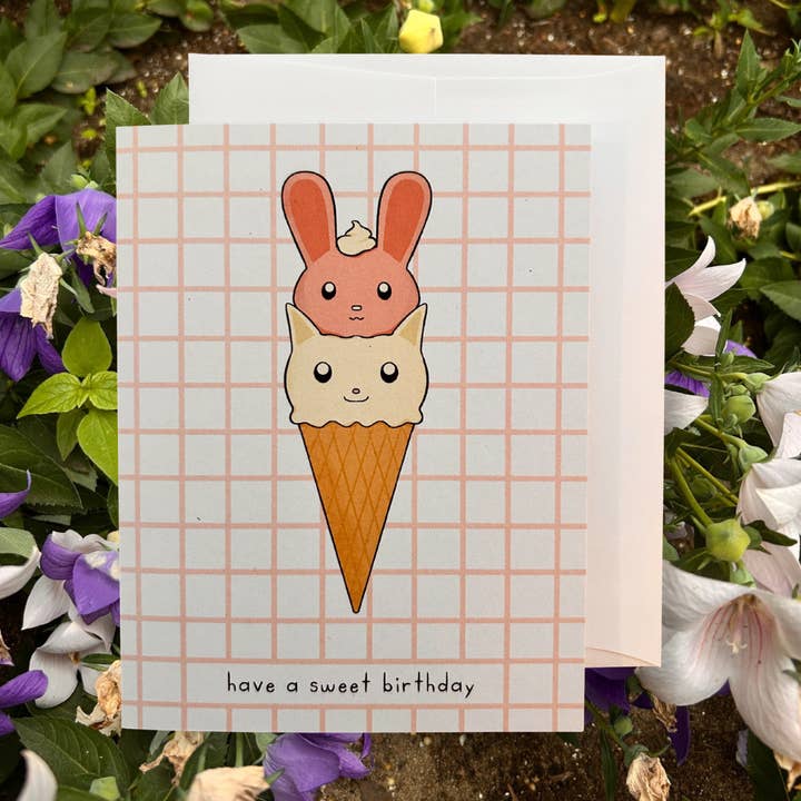 Animal Ice Cream Birthday Card for wholesale by Sunny's Little Doodles