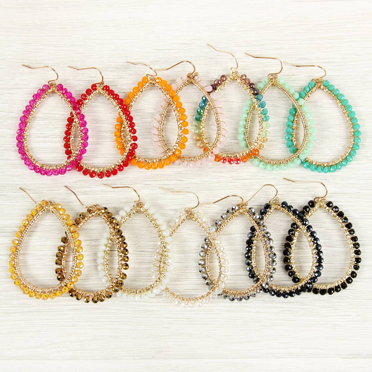 MYS Wholesale Inc - Wholesale Dangle Earrings - Wire Teardrop Glass Beads Hook Earrings20