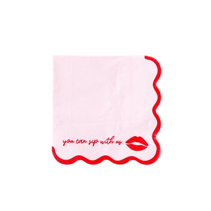 My Mind’s Eye - Wholesale Disposable Napkin - Galentines 'Sip with Us' Disposable Cocktail Napkin