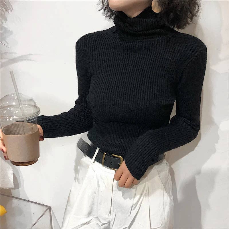 Blak Wardrob - Wholesale Knitted jumper – Women′s - Turtleneck Women Korean Sweater16