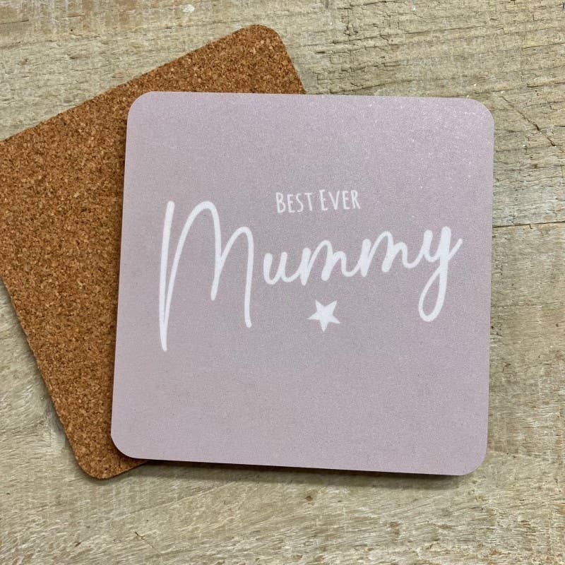 White Cotton Cards – wholesale Coasters – 6 X Grey/Pink Coaster - Mummy (C-ST3-MY)0
