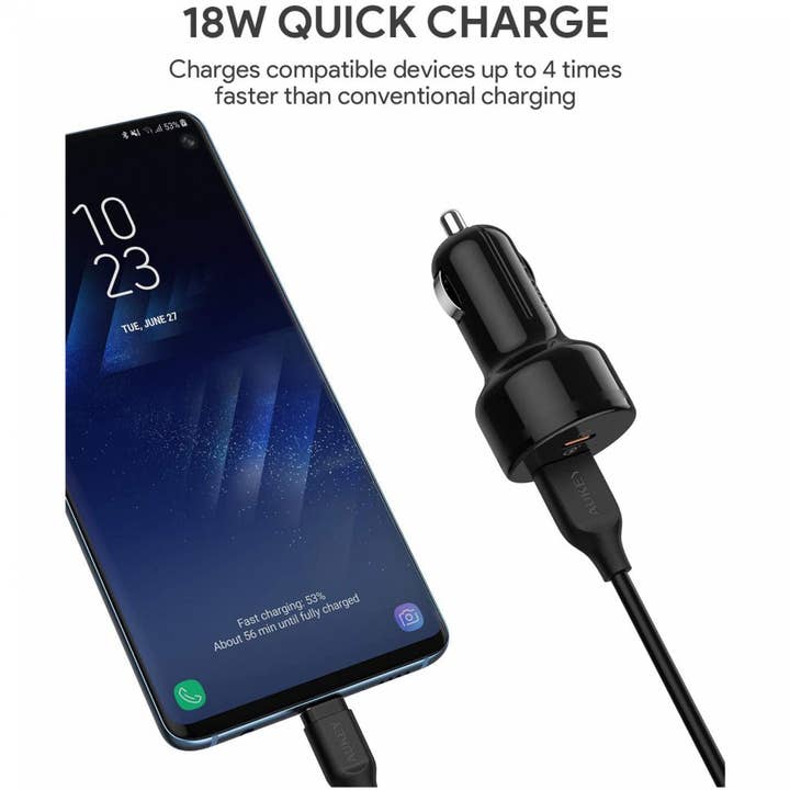 Above Edge - Vendita all'ingrosso Caricatori portatili - Caricatore da auto USB-C da 36W, colore nero2