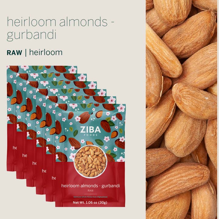 Ziba Foods - Wholesale Nuts - Heirloom Almond Gurbandi (Raw) Single-Serve Snack Vegan 1 oz