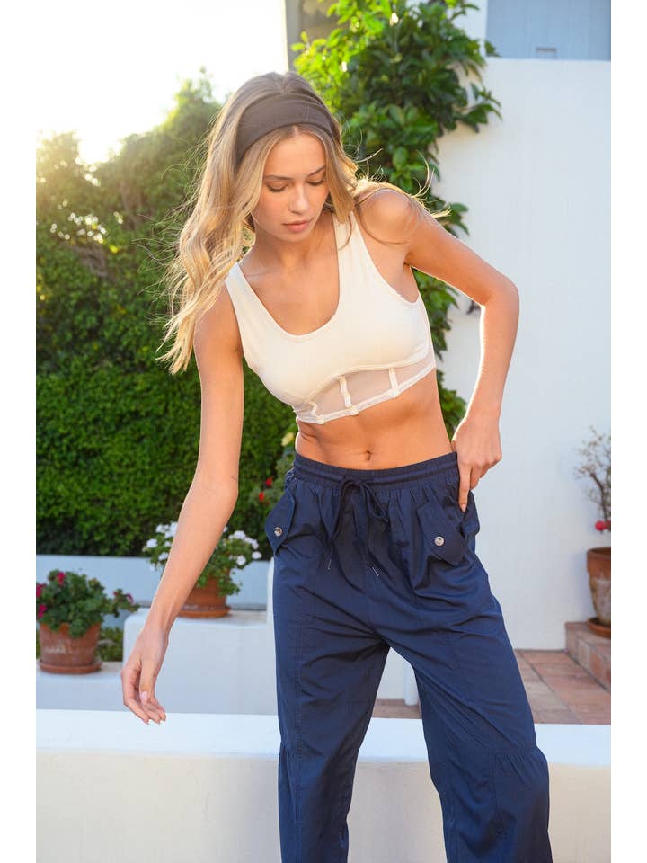 KIMBERLY C - Wholesale Athletic Top - Women's - Bustier Active Top with Mesh Inlays