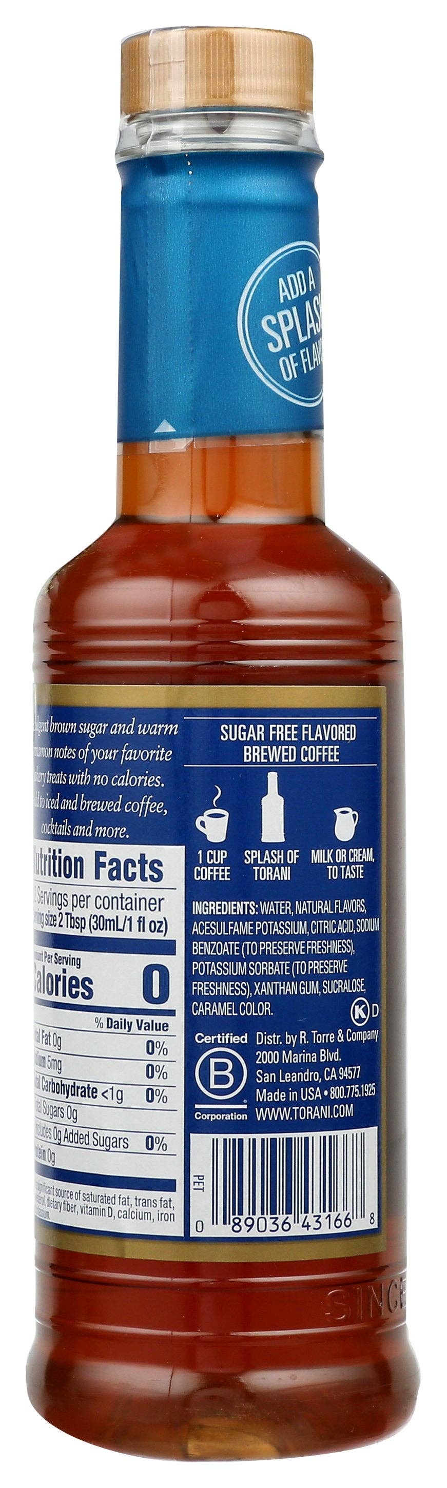 Everyday Supply Co - Wholesale Flavored Syrup - TORANI SYRUP SF BRWN SGR CINNA - Case of 41