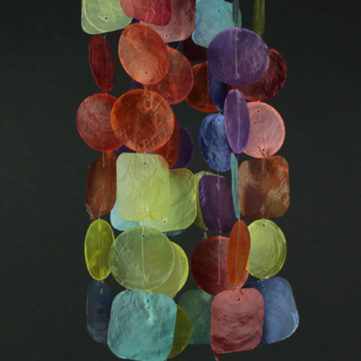 Zeckos - Wholesale Wind Chime - Multicolor Dyed Capiz Shell 26 Inch Long Wind Chime1