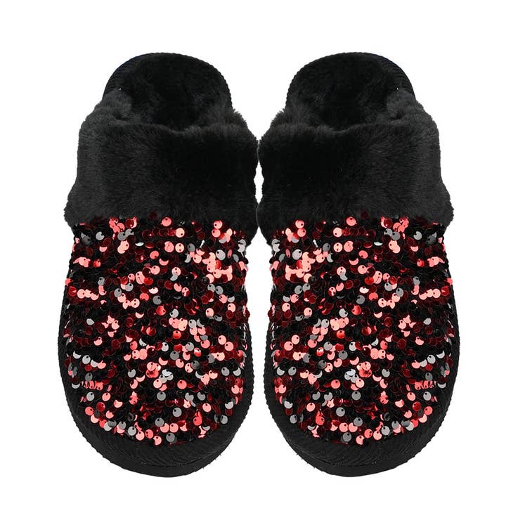 C.C Beanie - Wholesale Slippers - Women's - Sequin Faux Fur C.C Slippers SPE0012