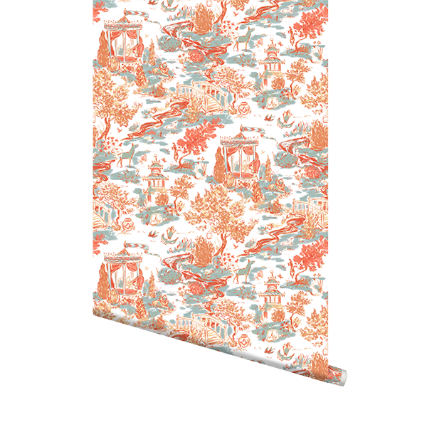 SmithHönig – wholesale Tapetrulle – Skala och stick Bakgrund Sommar House/Korall3