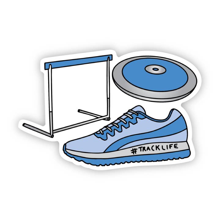 Track and Field Blue Sticker for wholesale by Big Moods