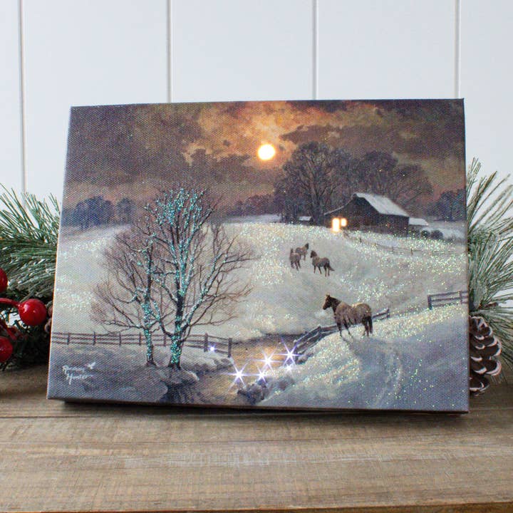 Glow Decor - Vendita all'ingrosso Decorazione natalizia - Tela da tavolo illuminata Frozen Fields 8x60