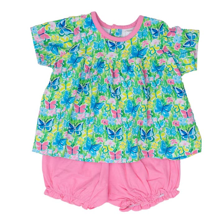 Ava Preppy Butterfly Bloomer Set for wholesale by The Oaks Apparel Company