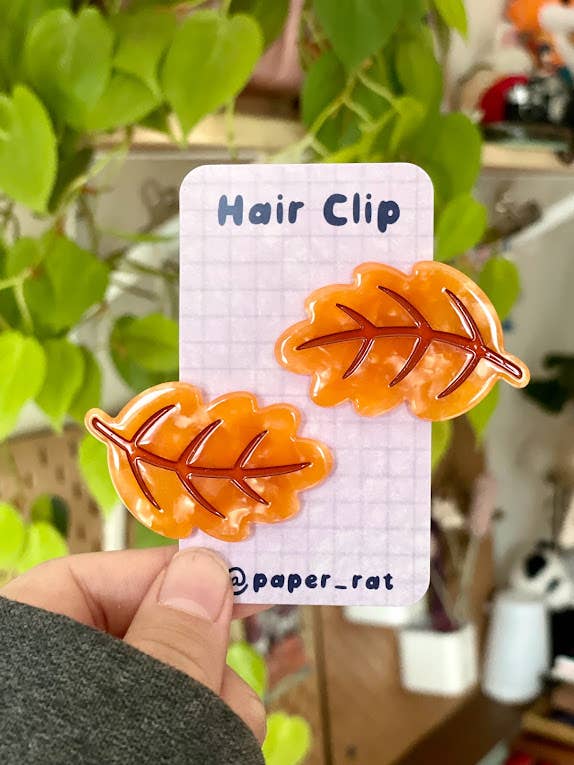 Paper Rat Illustrations - Wholesale Hair Clip - Women's - Autumn Leaf Hair Clip Barrette2