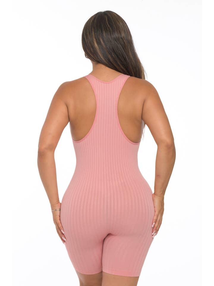 Lime All the Time - Wholesale Romper - Women's - Ribbed Seamless Racerback Sleeveless Romper3