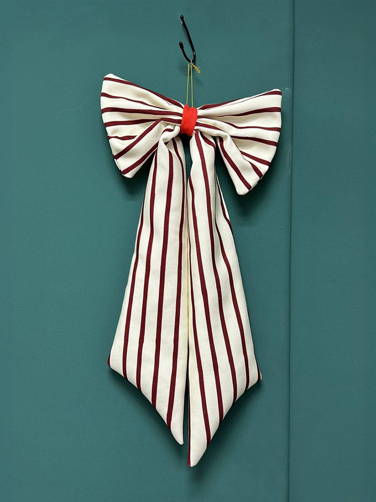 bordeaux Christmas decoration bow narrow striped for wholesale on Faire