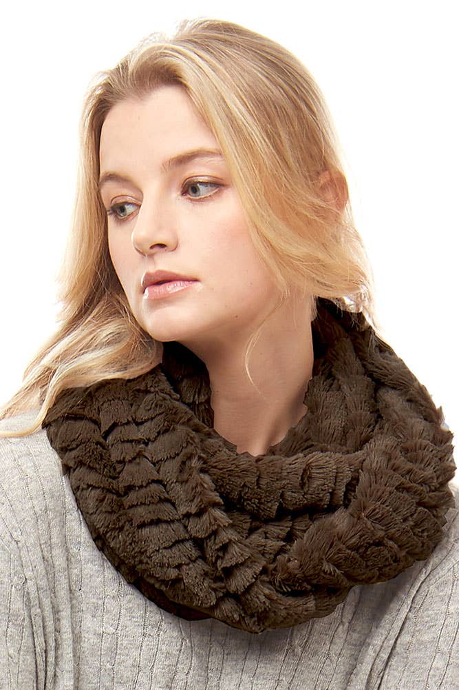 Hana - Wholesale Scarf - Women's - Solid Faux Fur Infinity Scarf0