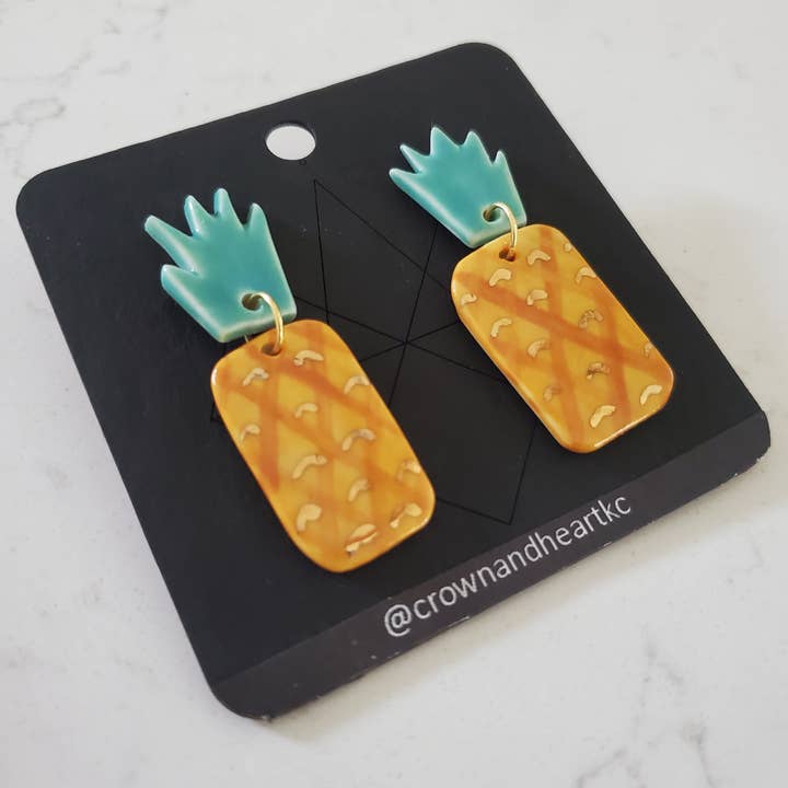 Pineapple earrings for wholesale by Crown & Heart