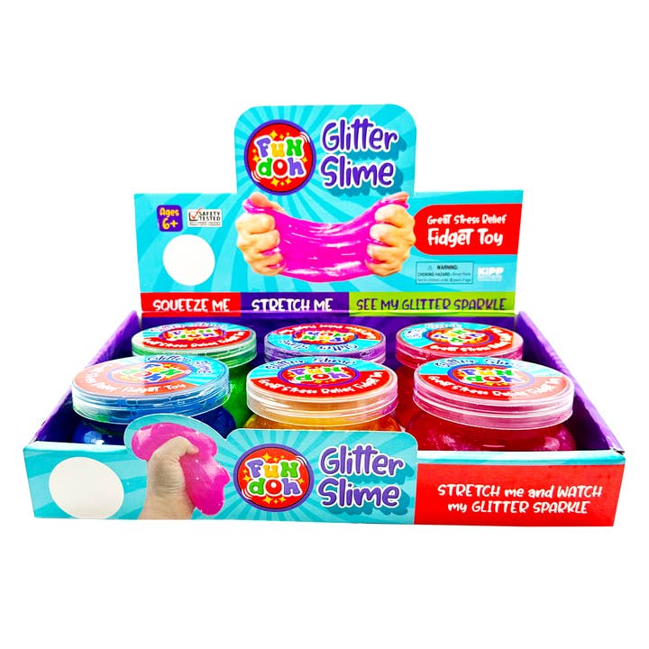 Novelty Brands - Wholesale Retailer Display - Kids & Baby - SO MUCH FUN! FUN-DOH GLITTER SLIME 6 PIECE DISPLAY