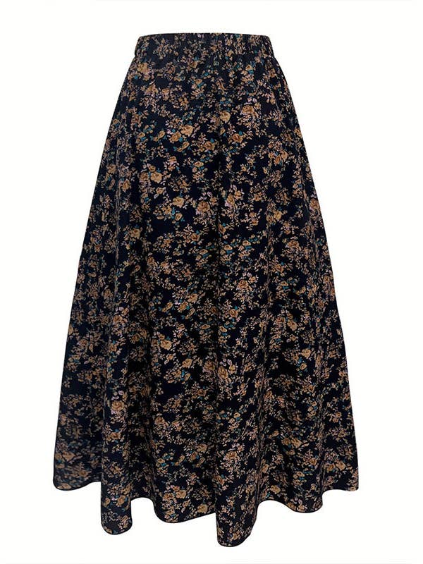 Lily Clothing - Wholesale Skirt - Women's - Elastic waist floral print A-line skirt5