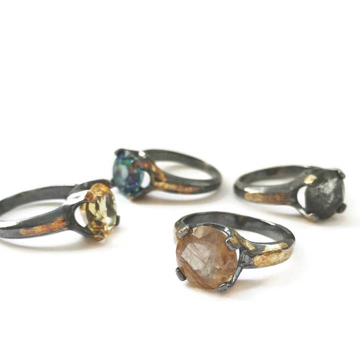 Round Cocktail Ring - Choose Your Stone for wholesale by Rain City Forge