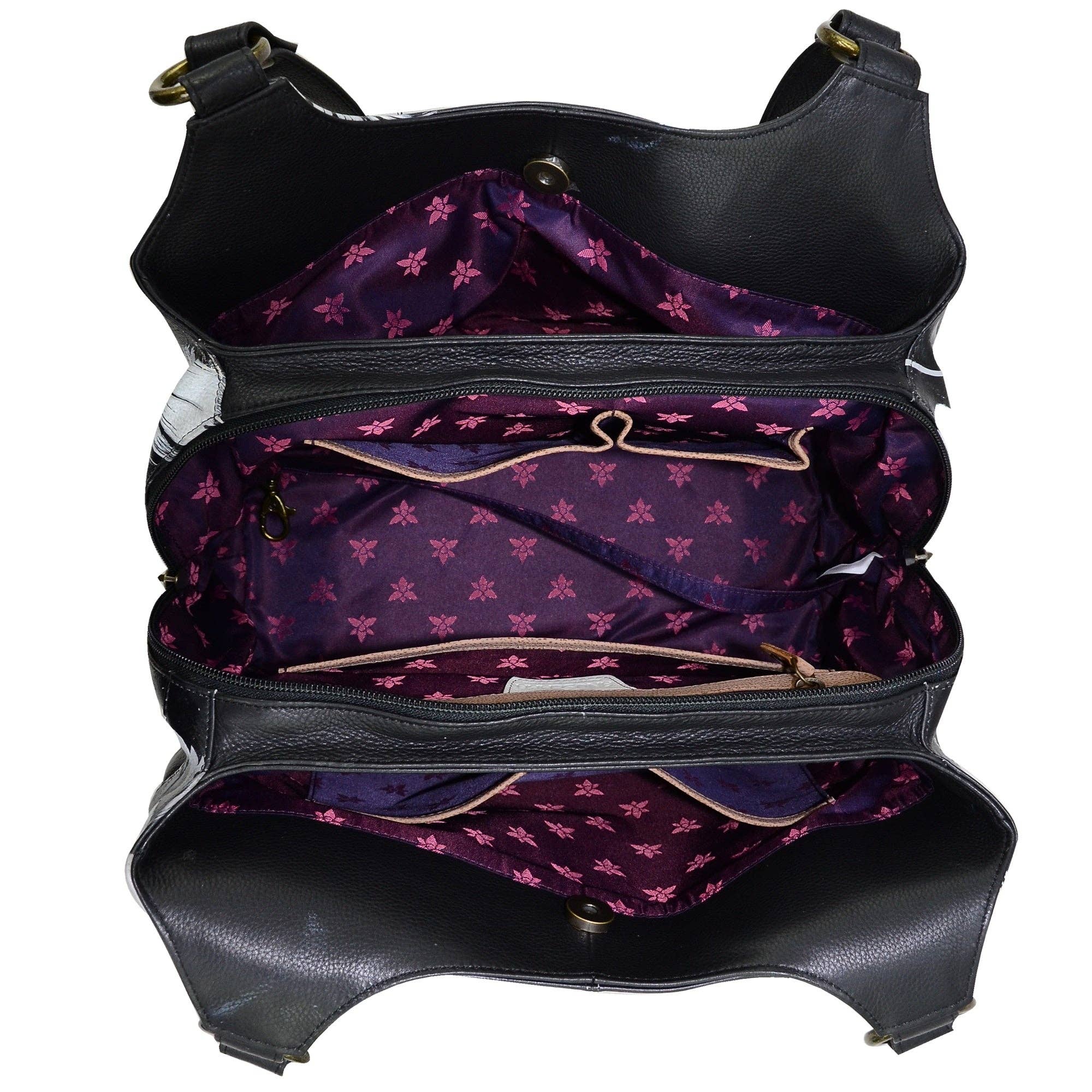 Anuschka | Vanya Lara (USA) - Wholesale Satchel - Women's - Hand-Painted Leather Triple Compartment Large Satchel - 6523