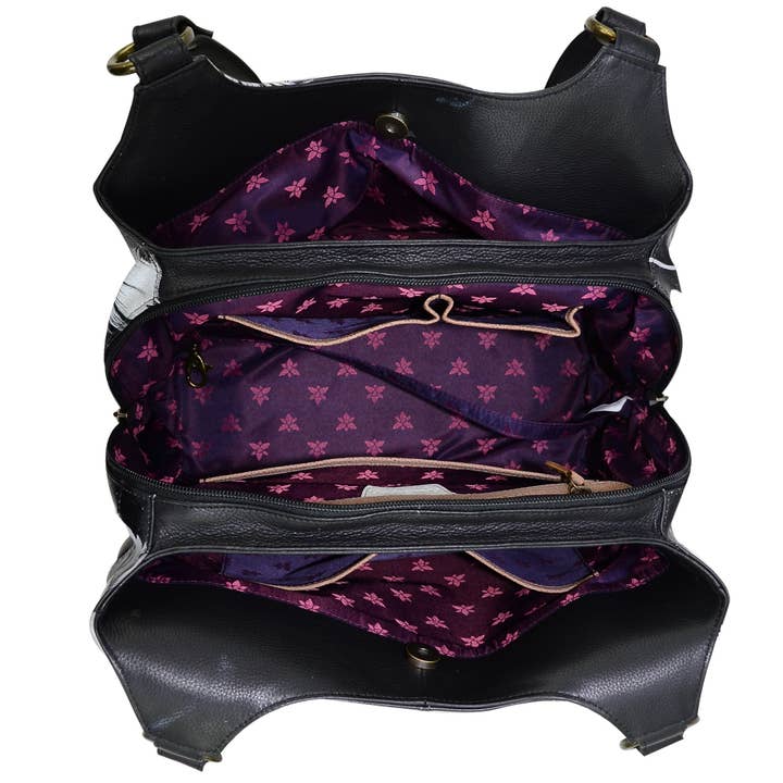 Anuschka | Vanya Lara (USA) - Wholesale Satchel - Women's - Hand-Painted Leather Triple Compartment Large Satchel - 6523