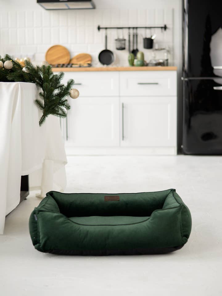 Classic Velvet Sleeper Dog Bed Green for wholesale by Chester & Lee