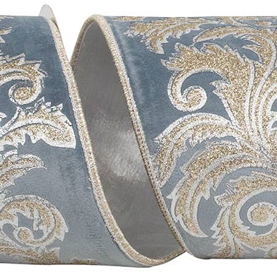 RELIANT RIBBON - Wholesale Ribbon - Gift Wrapping - Filigree Fashion Scroll Leaf Velvet Deluxe Backed Wired
