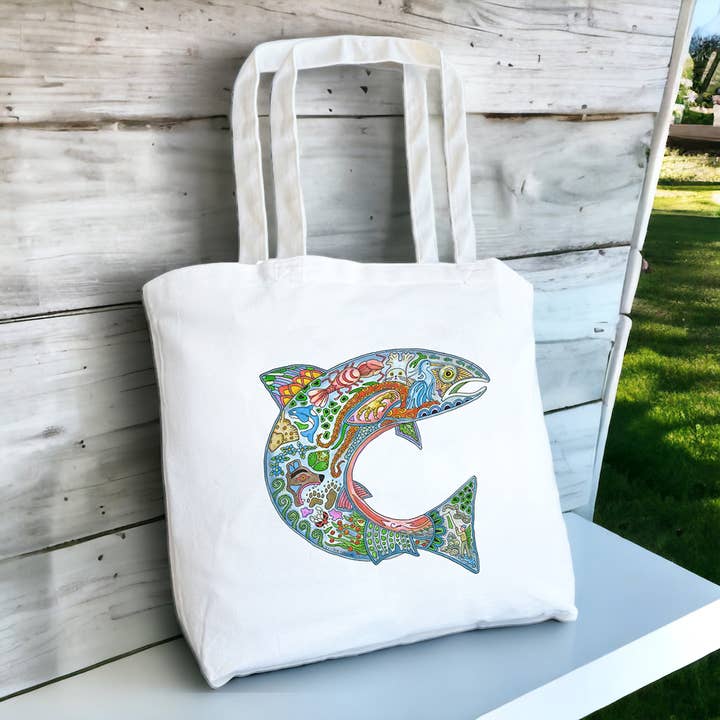 EarthArt International - Wholesale Tote Bag - Women's - Coho salmon Tote Bag - Large
