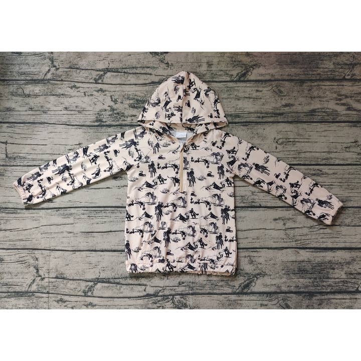 Aier Wholesale - Wholesale Hoodie - Kids - Baby Boys Western Cowboy Rodeo Hooded Long Sleeve Tops1