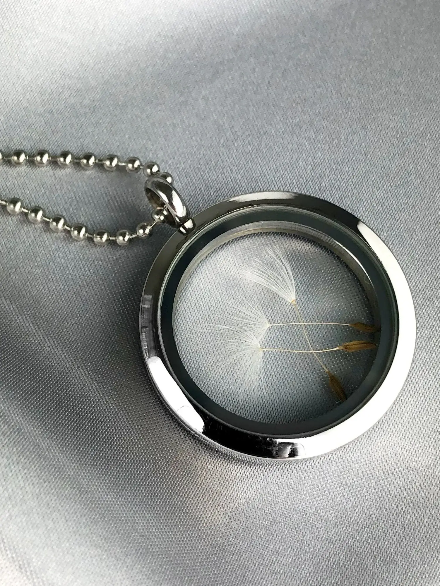 MadamLili - Vente Colliers à pendentif - Chaîne de boule de médaillon de pissenlit véritable - VIK-11910