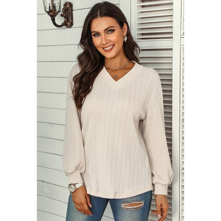 Solid Textured V Neck Knit Loose Fit Shirt for wholesale by Supreme Fashion