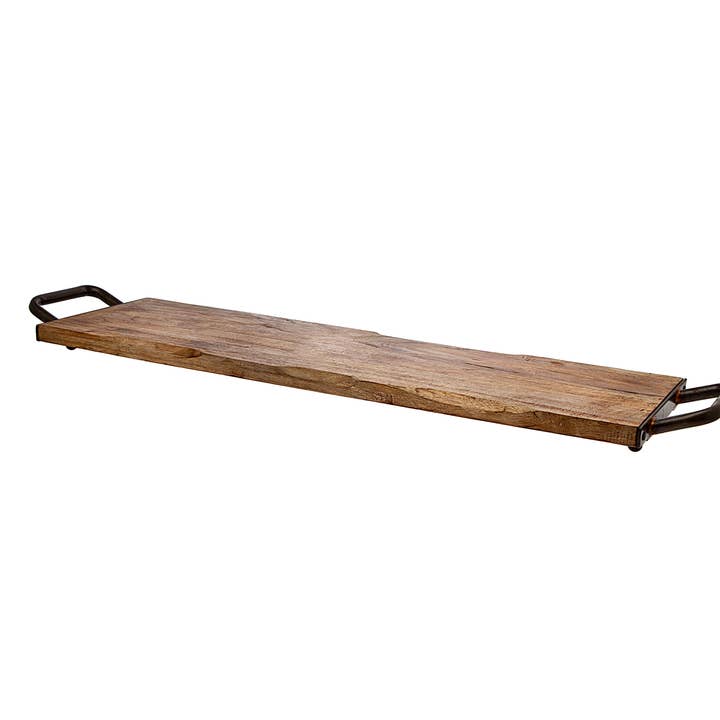 25" wood Tray With Metal Handle for wholesale by Godinger