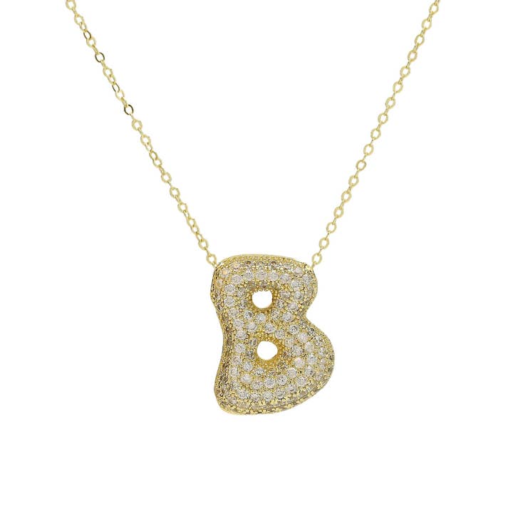 Savvy Bling - Wholesale Pendant/Charm Necklace - Initial Cz Waterdrop Necklace 18K Gold2