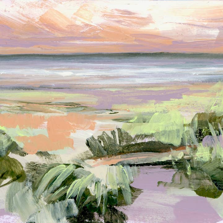 Strand, Golfküste, Meer, Galveston, Texas, Landschaftsdruck für den Großhandel von Meredith Oneal Art