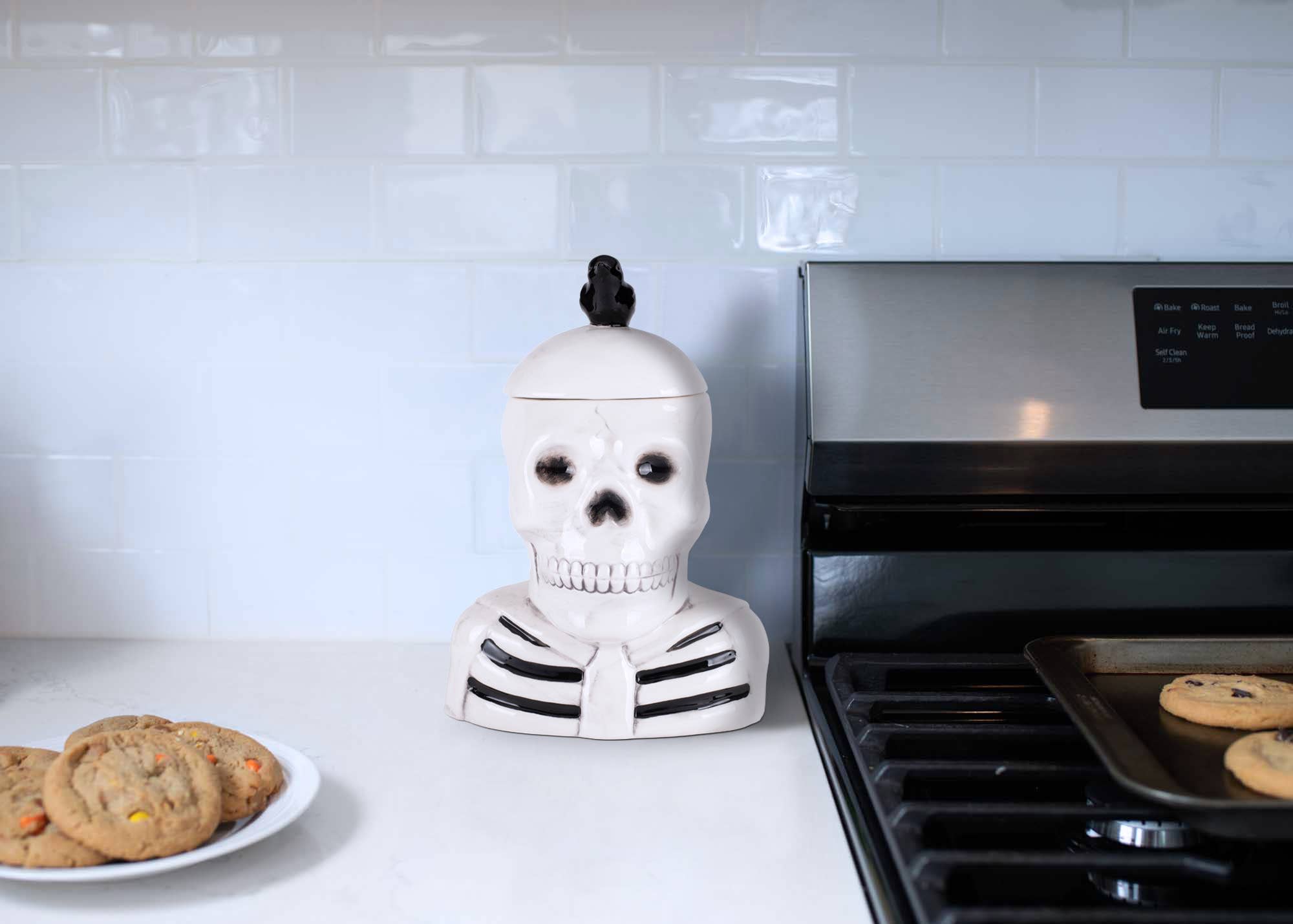 EAST AVENUE - Wholesale Cookie Jar - Skeleton Crow 12 x 8.5 Dolomite Cookie Jar5