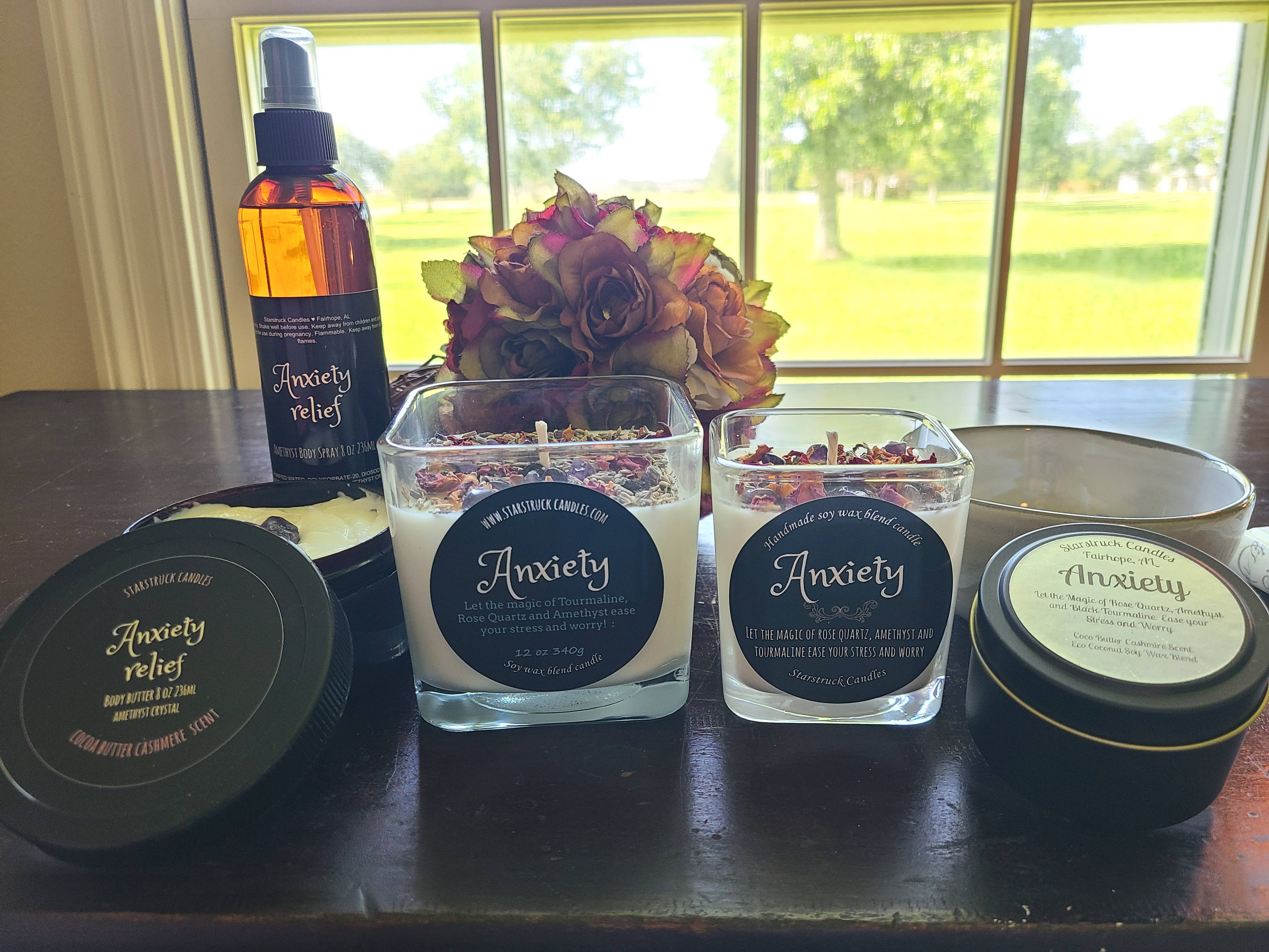 Starstruck Candles - Wholesale Jar/Filled Candle - Anxiety Crystal Intention Candle7