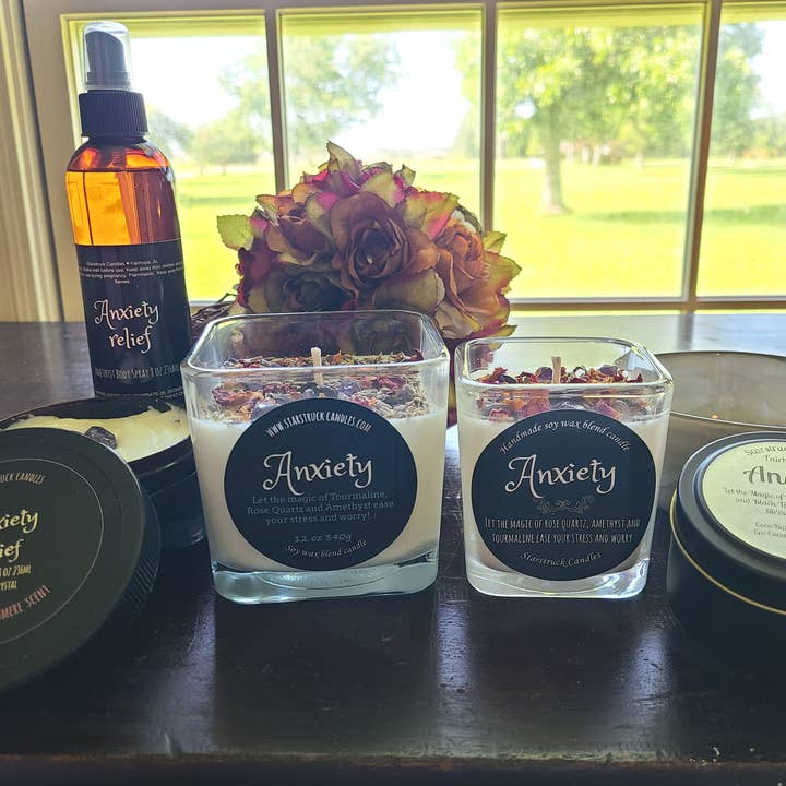 Starstruck Candles - Wholesale Jar/Filled Candle - Anxiety Crystal Intention Candle7