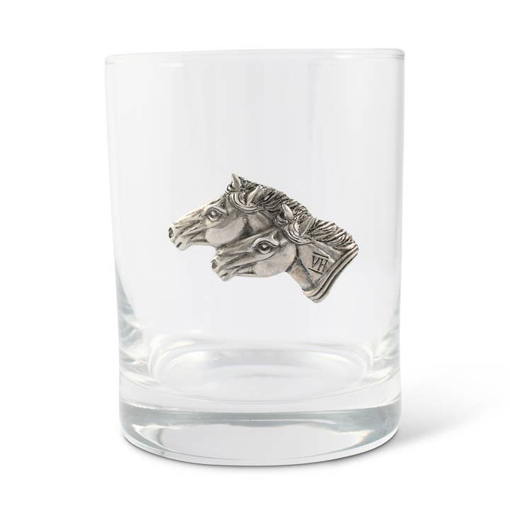 Running Horse Double Old Fashion Bar Glass for wholesale by Vagabond House