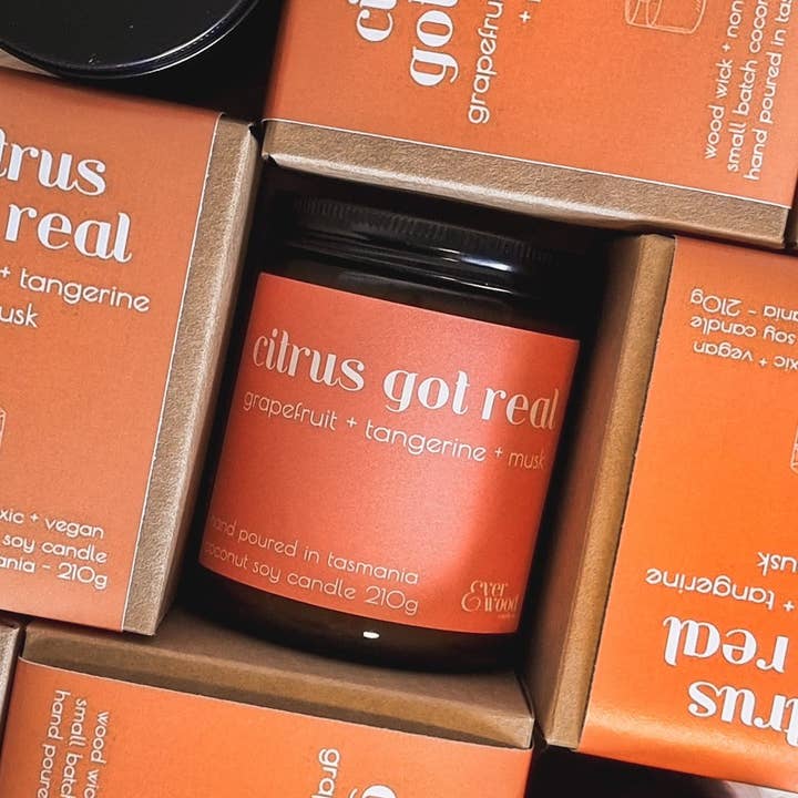 Everwood Candle Co. - Wholesale Jar/Filled Candle - 'Citrus Got Real' Candle 210g