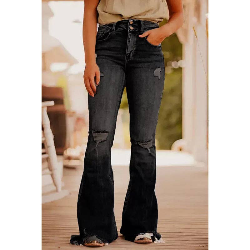 Revella The Label - Wholesale Jeans - Women's - Stella Flared Washed-Out Jeans1