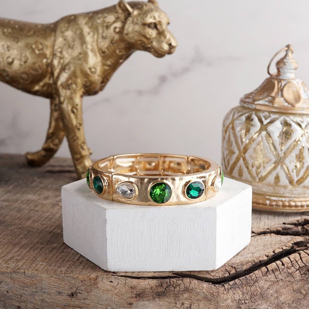 PennyLine inc - Wholesale Bangle Bracelet - Sparkly Crystal Stretch Bangles – Gold Tone with Color Options3