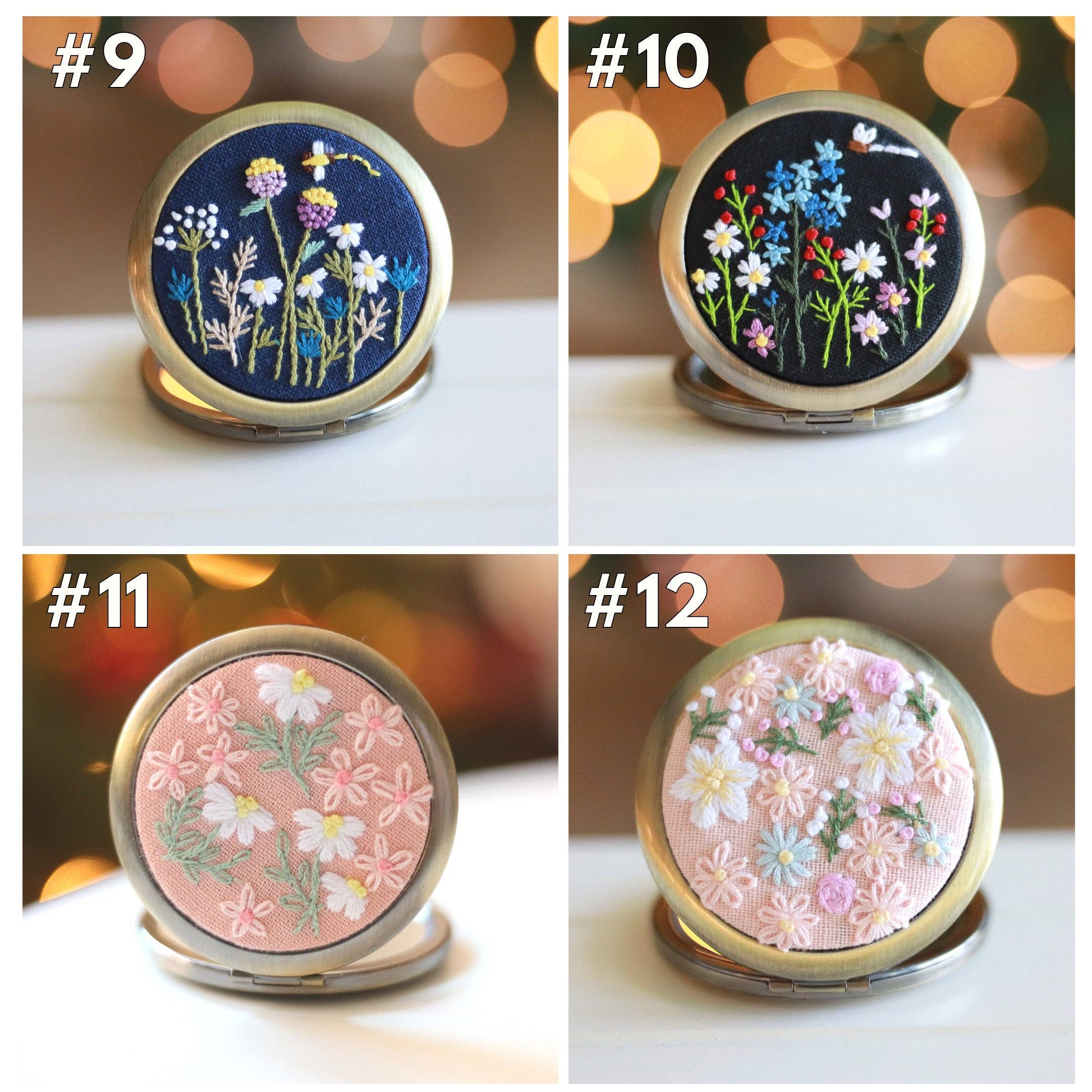 Finer Embroidery - Wholesale Compact Mirror - Floral Embroidered Compact Mirror2