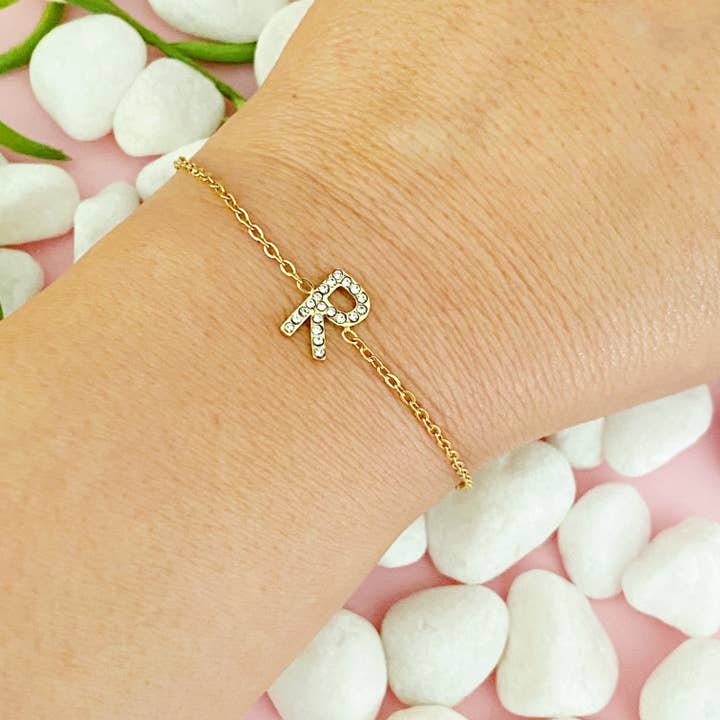 Ellison+Young - Wholesale Charm/Dangle Bracelet - Dainty Sparkle Initial Bracelet12