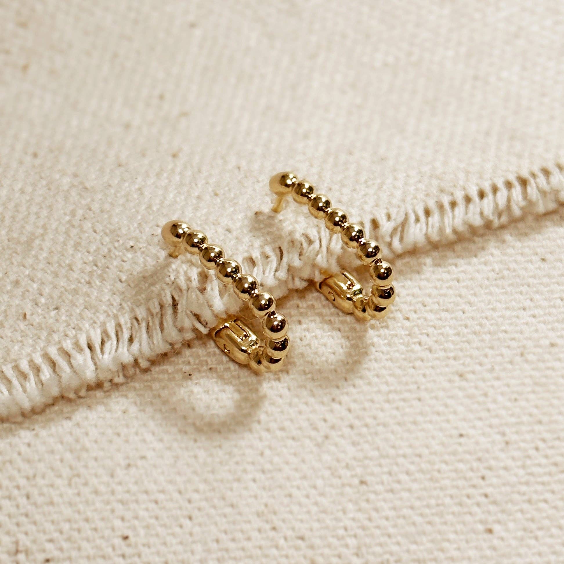 GoldFi - Wholesale Hoop Earrings - Beaded Rectangle Clicker Earrings