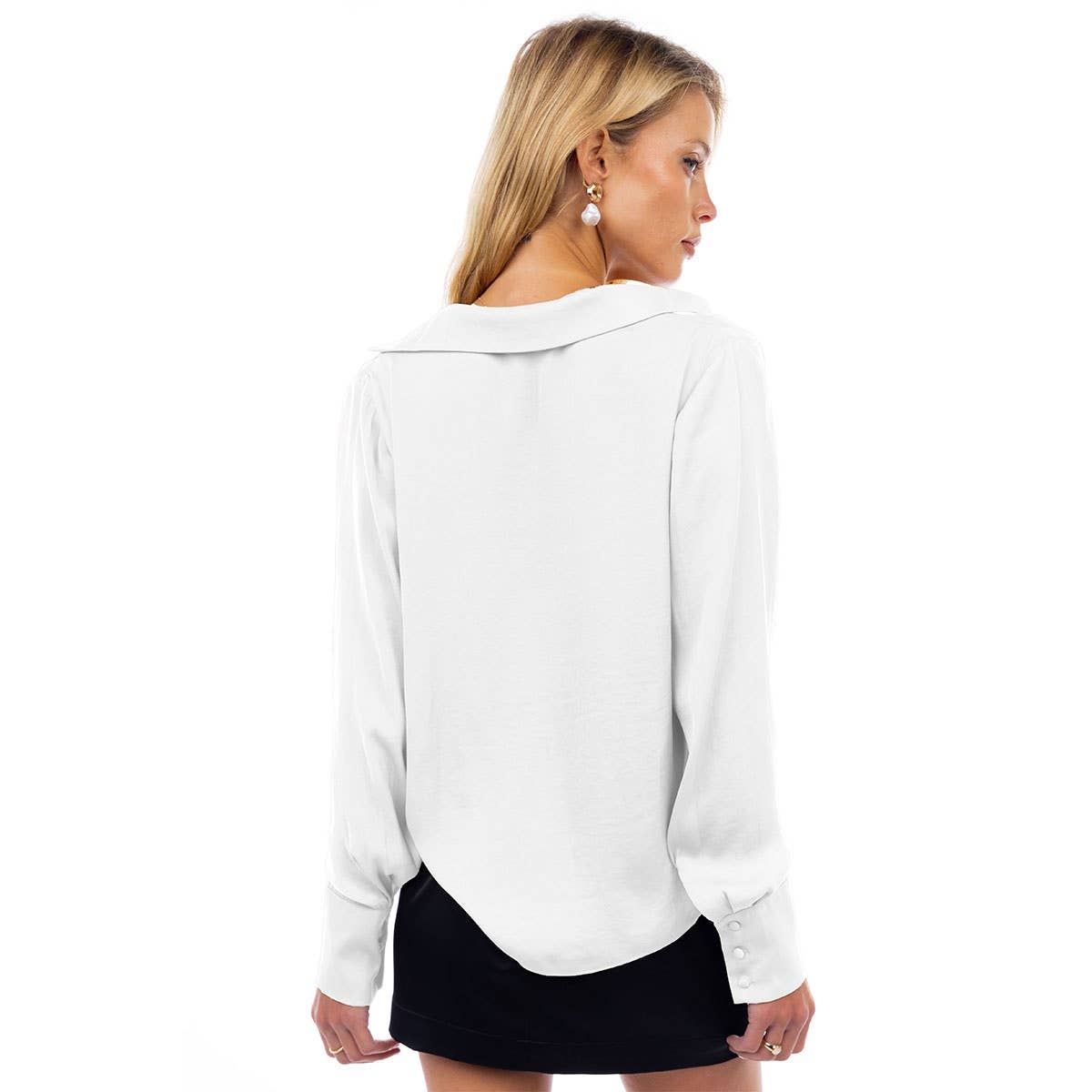 Naked Zebra - Wholesale Blouse - Women's - Draped Cowl Neck Blouse With Buttoned Cuffs15