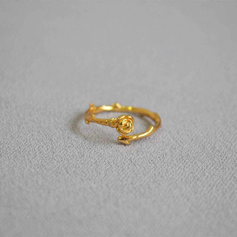 Revelari - Wholesale Band/Stacked Ring - Gold Ring with Floral Twist Design0